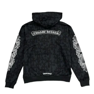 Chrome Hearts Cemetery Cross All Over Print Logo Zip Up Hoodie