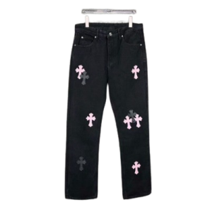 Chrome Hearts Fleur Knee Leather Cross Patch Pants