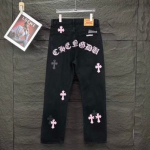Chrome Hearts Fleur Knee Leather Cross Patch Pants